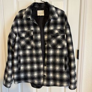 Thread & Supply Black and White Plaid Shirt Jacket